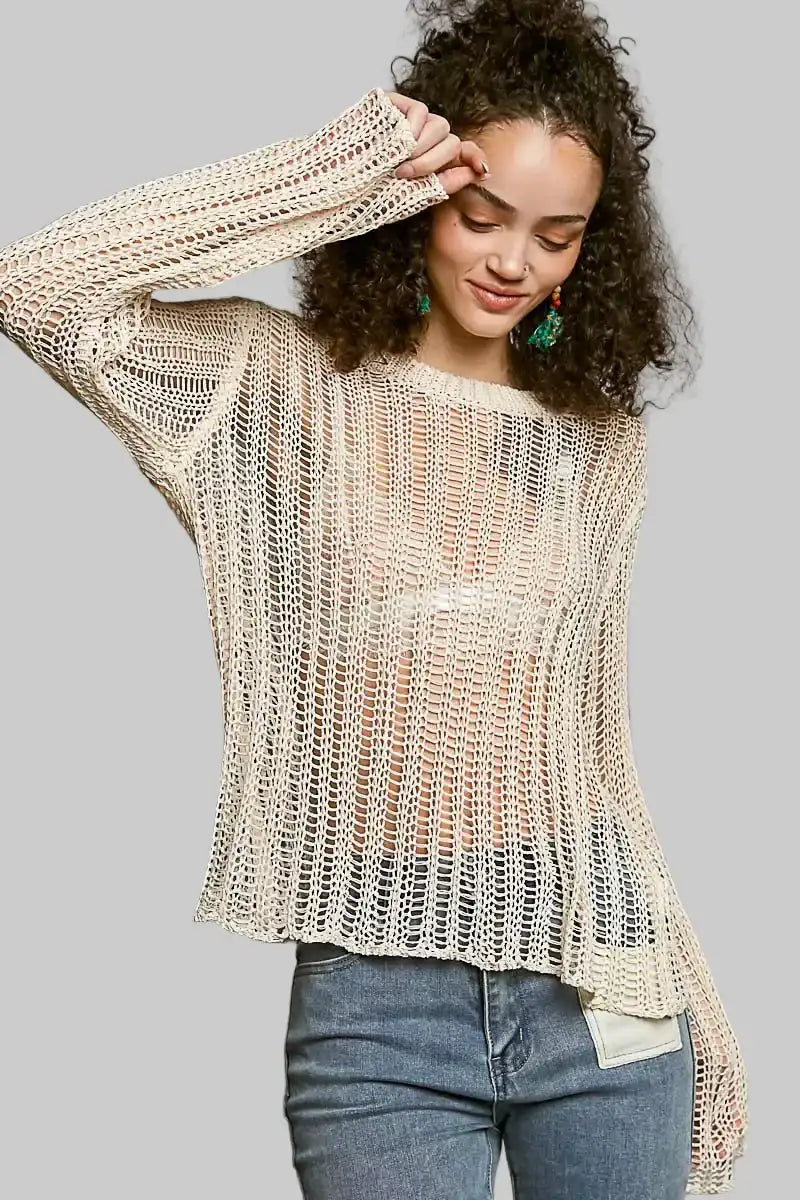 Skylar Open Knit Sweater - Natural