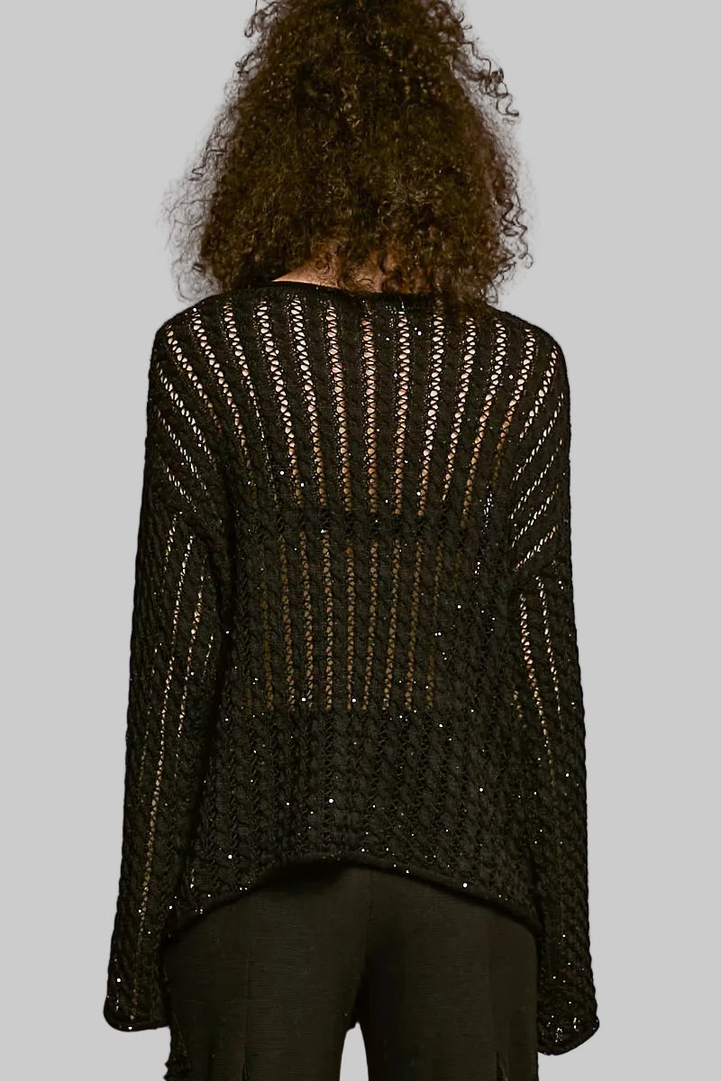 Skylar Open Knit Sweater - Black