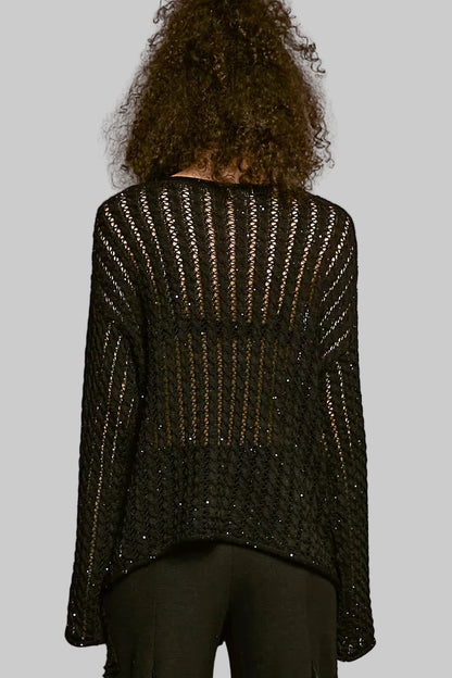 Skylar Open Knit Sweater - Black