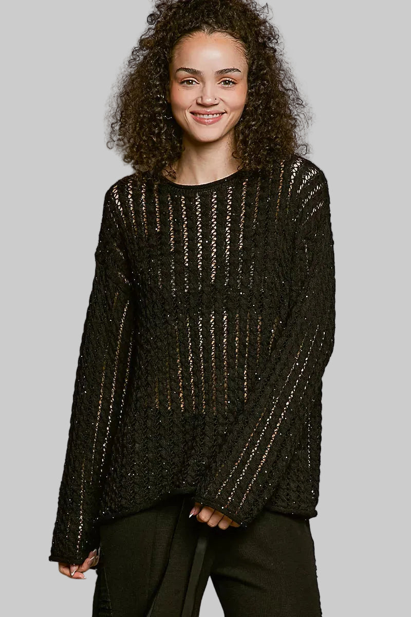 Skylar Open Knit Sweater - Black