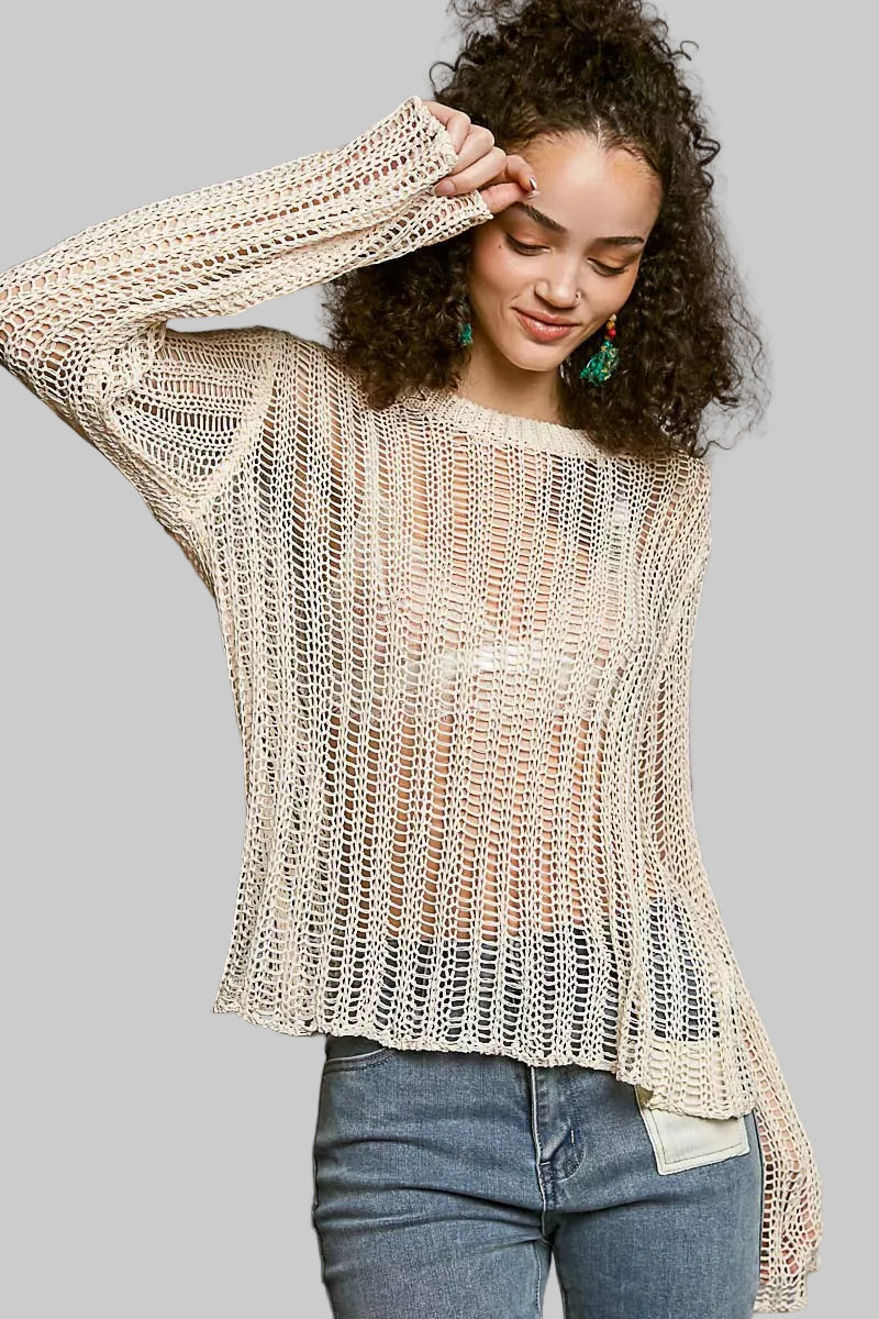 Skylar Open Knit Sweater - Natural