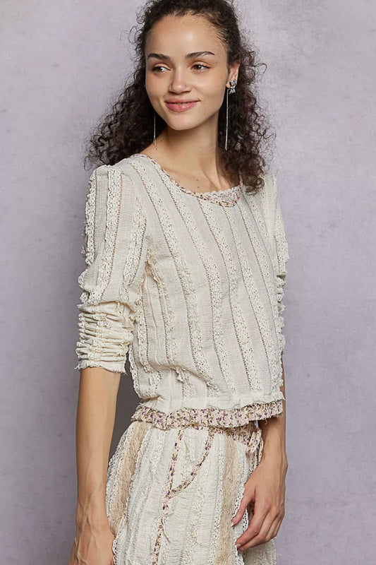 Stephanie Boho Long Sleeve Blouse with Floral Ruffled