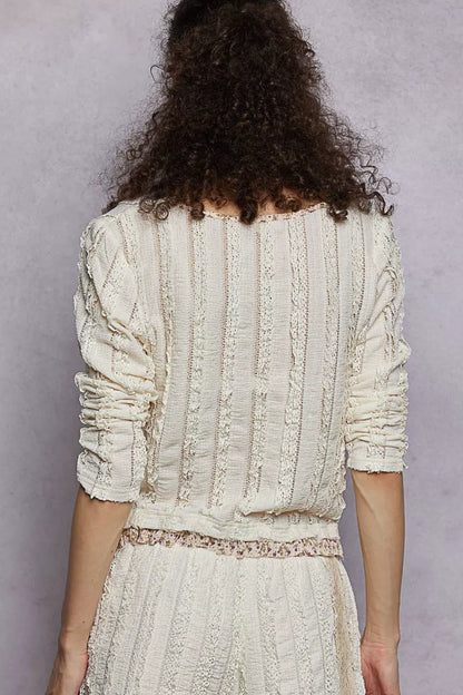 Stephanie Boho Long Sleeve Blouse with Floral Ruffled