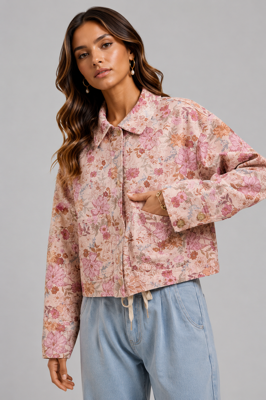 Stevie Floral Twill Button Down Jacket