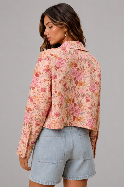 Stevie Floral Twill Button Down Jacket