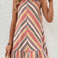 Bohemian Striped Round Neck Sleeveless Mini Dress