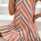 Bohemian Striped Round Neck Sleeveless Mini Dress