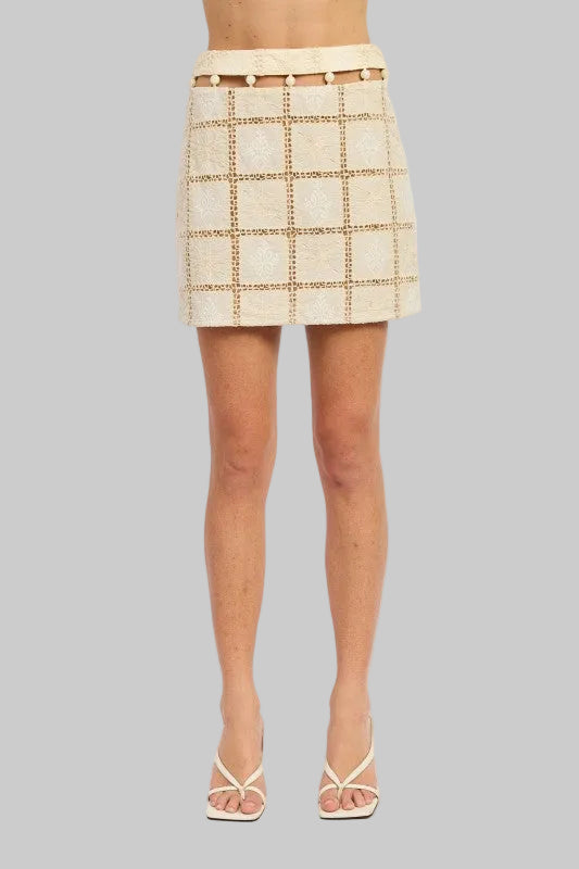 Summer Boho Embroidered Beaded Mini Skirt