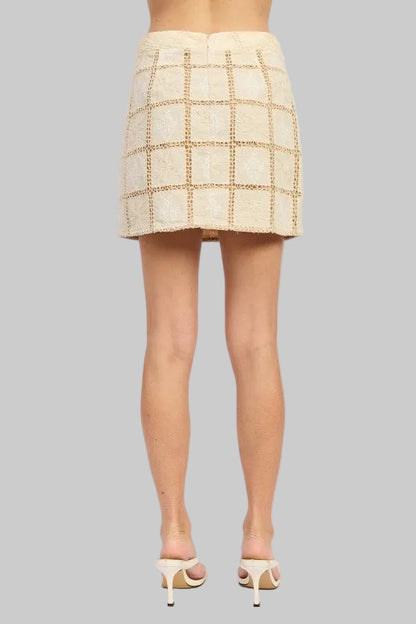 Summer Boho Embroidered Beaded Mini Skirt