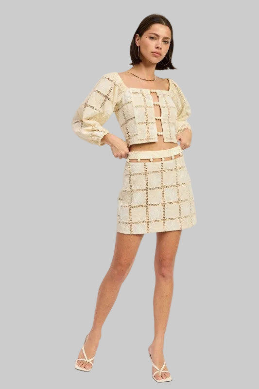 Summer Boho Embroidered Cropped Bead Top