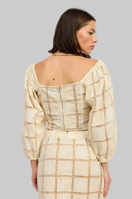 Summer Boho Embroidered Cropped Bead Top