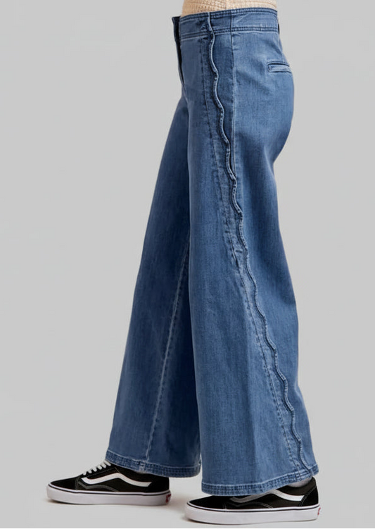 Sutton Bohemian Wide Leg Side Detailed Jeans