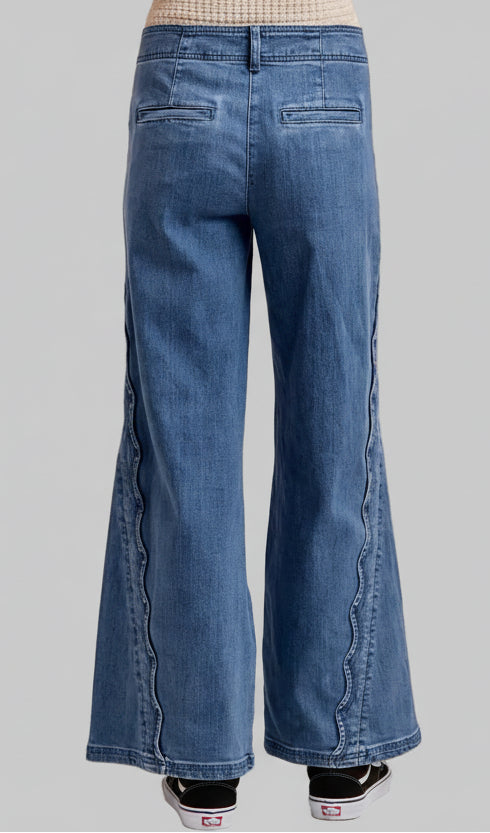 Sutton Bohemian Wide Leg Side Detailed Jeans