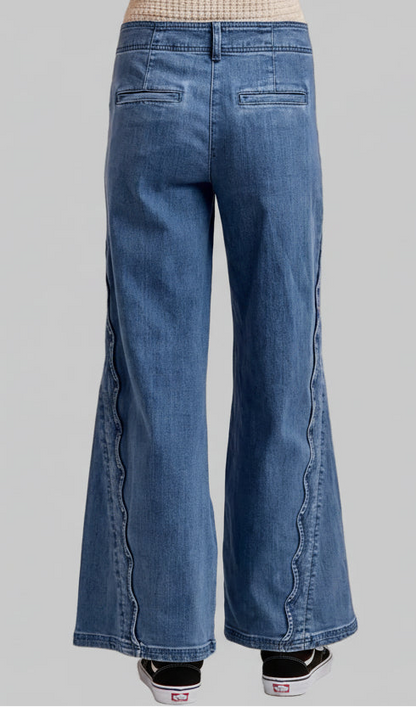 Sutton Bohemian Wide Leg Side Detailed Jeans