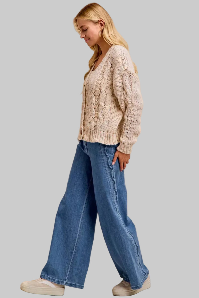 Sutton Bohemian Wide Leg Side Detailed Jeans