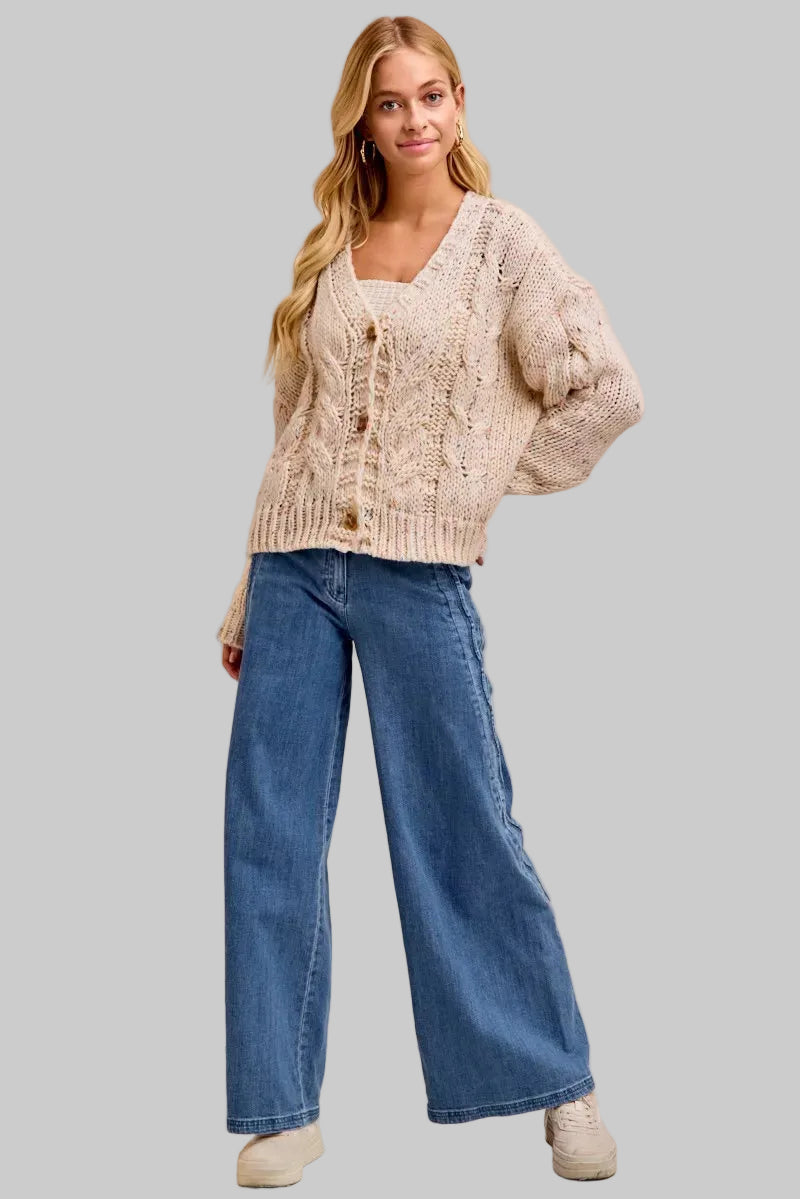 Sutton Bohemian Wide Leg Side Detailed Jeans