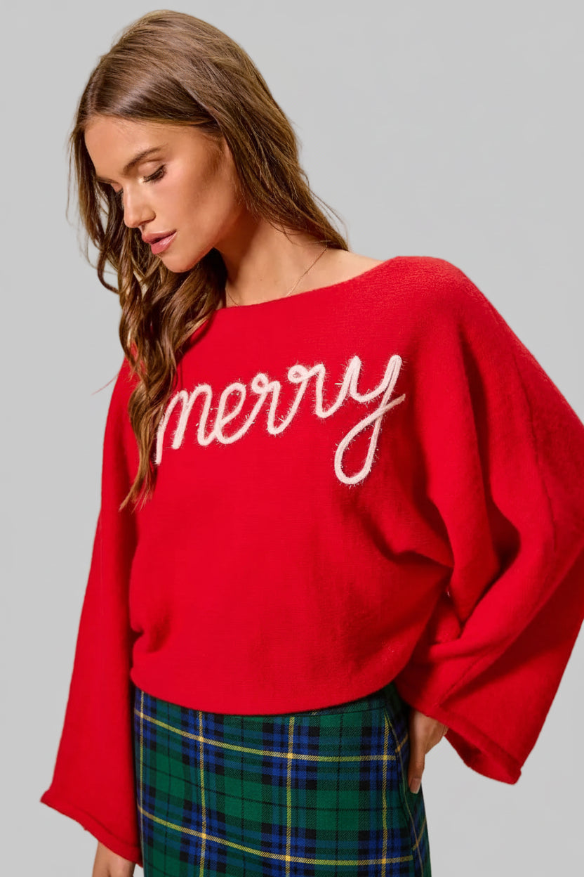 Tessa Merry Tinsel Lettering Christmas Sweater