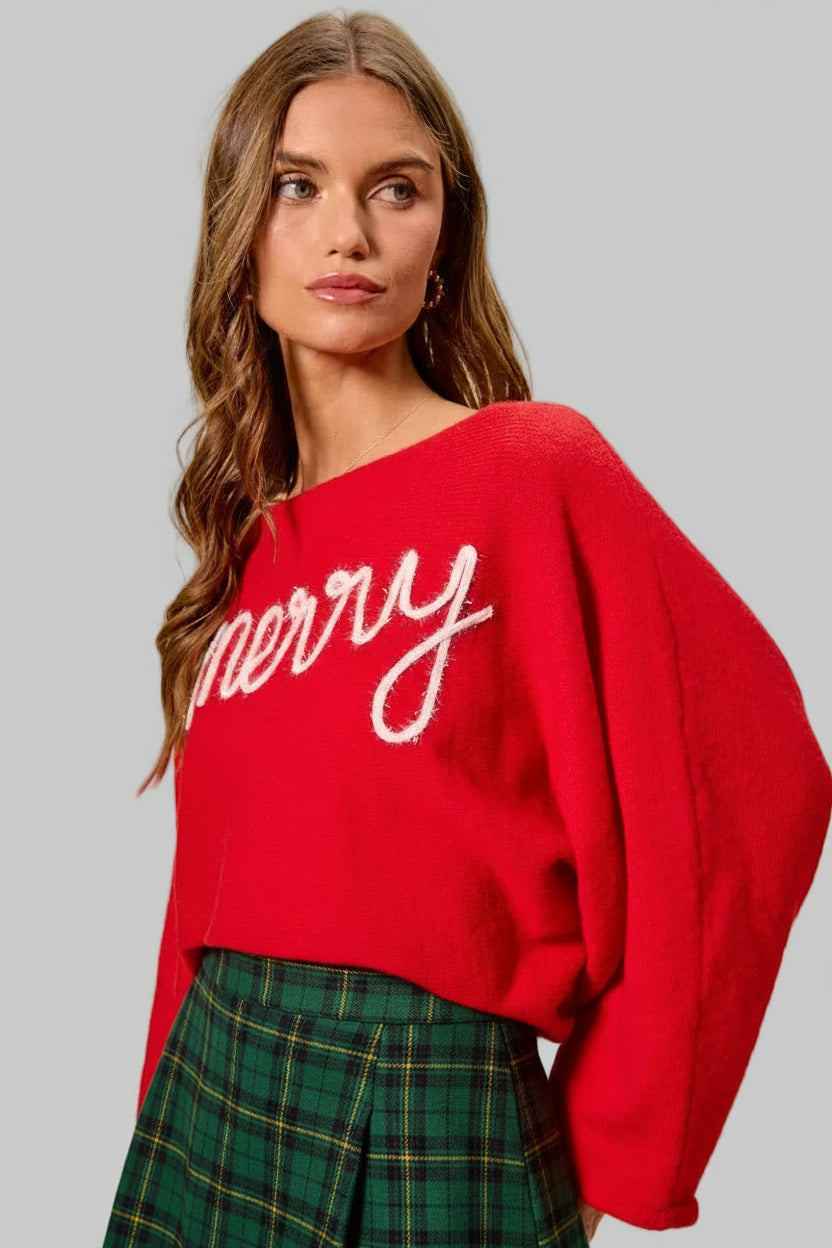 Tessa Merry Tinsel Lettering Christmas Sweater