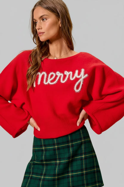 Tessa Merry Tinsel Lettering Christmas Sweater