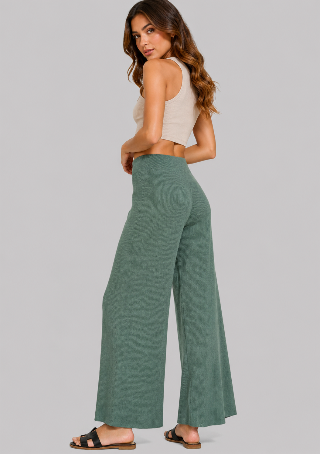 Tessa Ribbed Sweater Top & Pants Set - Jade