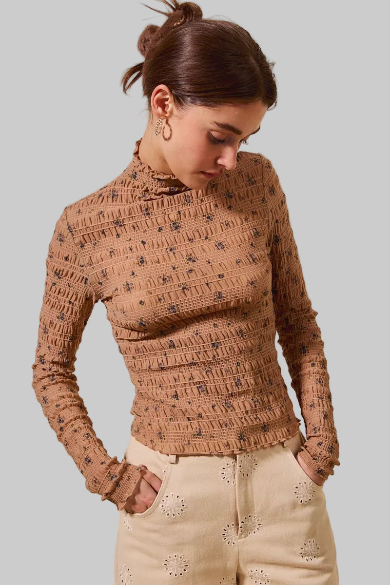 Tiffany Boho Floral Textured Knit Top