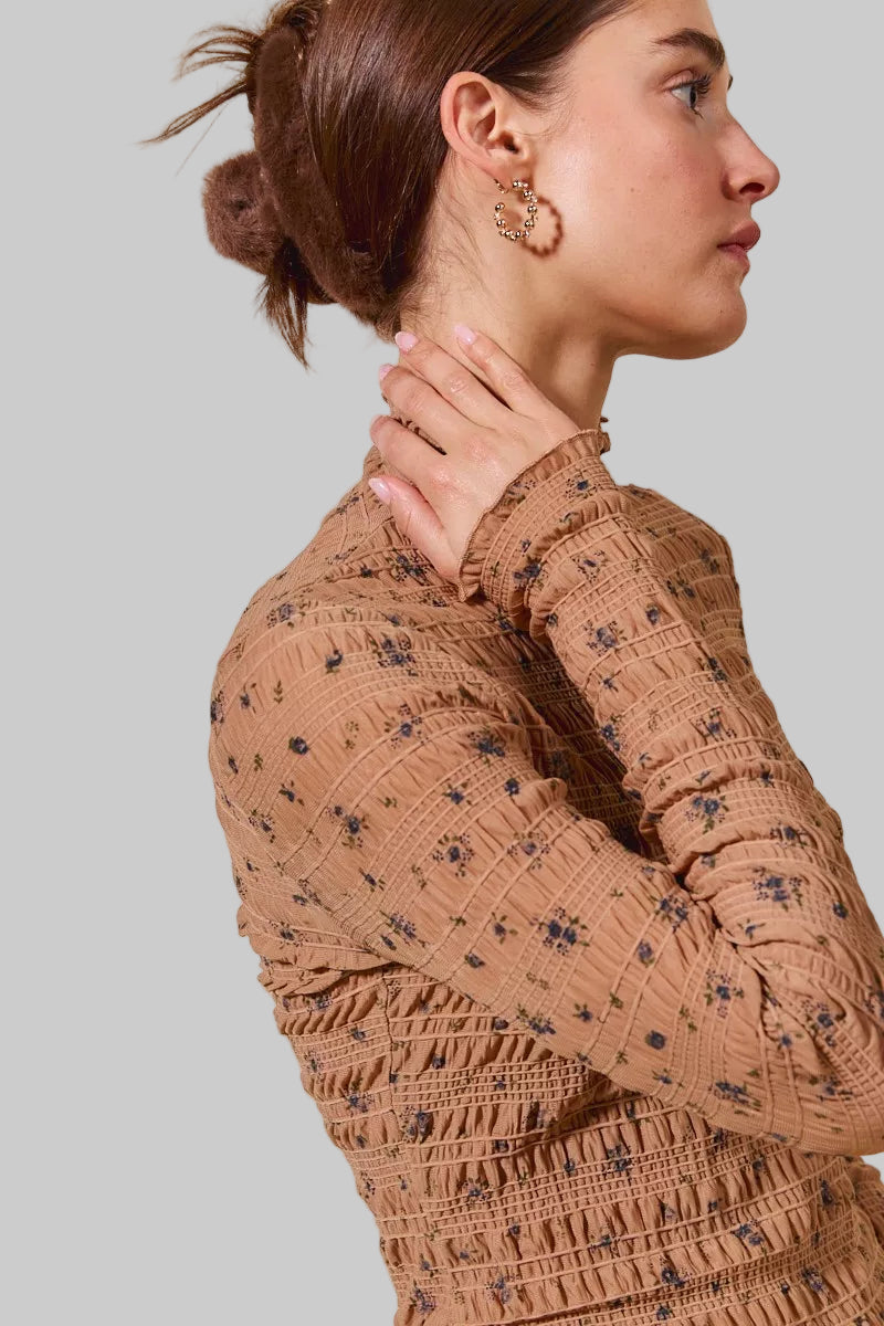 Tiffany Boho Floral Textured Knit Top