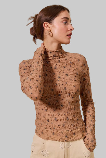 Tiffany Boho Floral Textured Knit Top