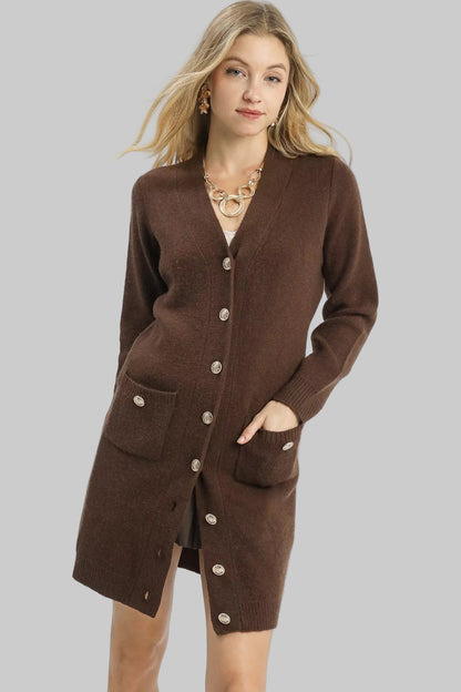 Tracy Boho Chocolate Long Sweater Cardigan