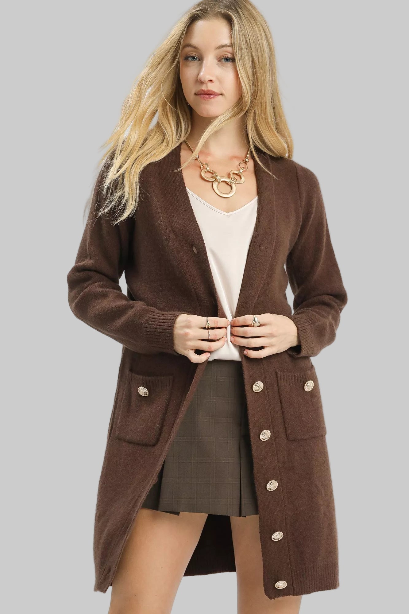Tracy Boho Chocolate Long Sweater Cardigan