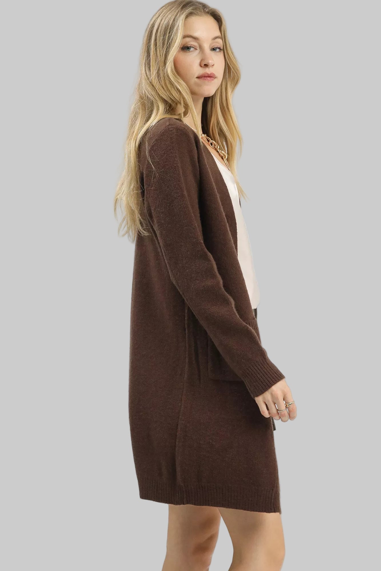 Tracy Boho Chocolate Long Sweater Cardigan