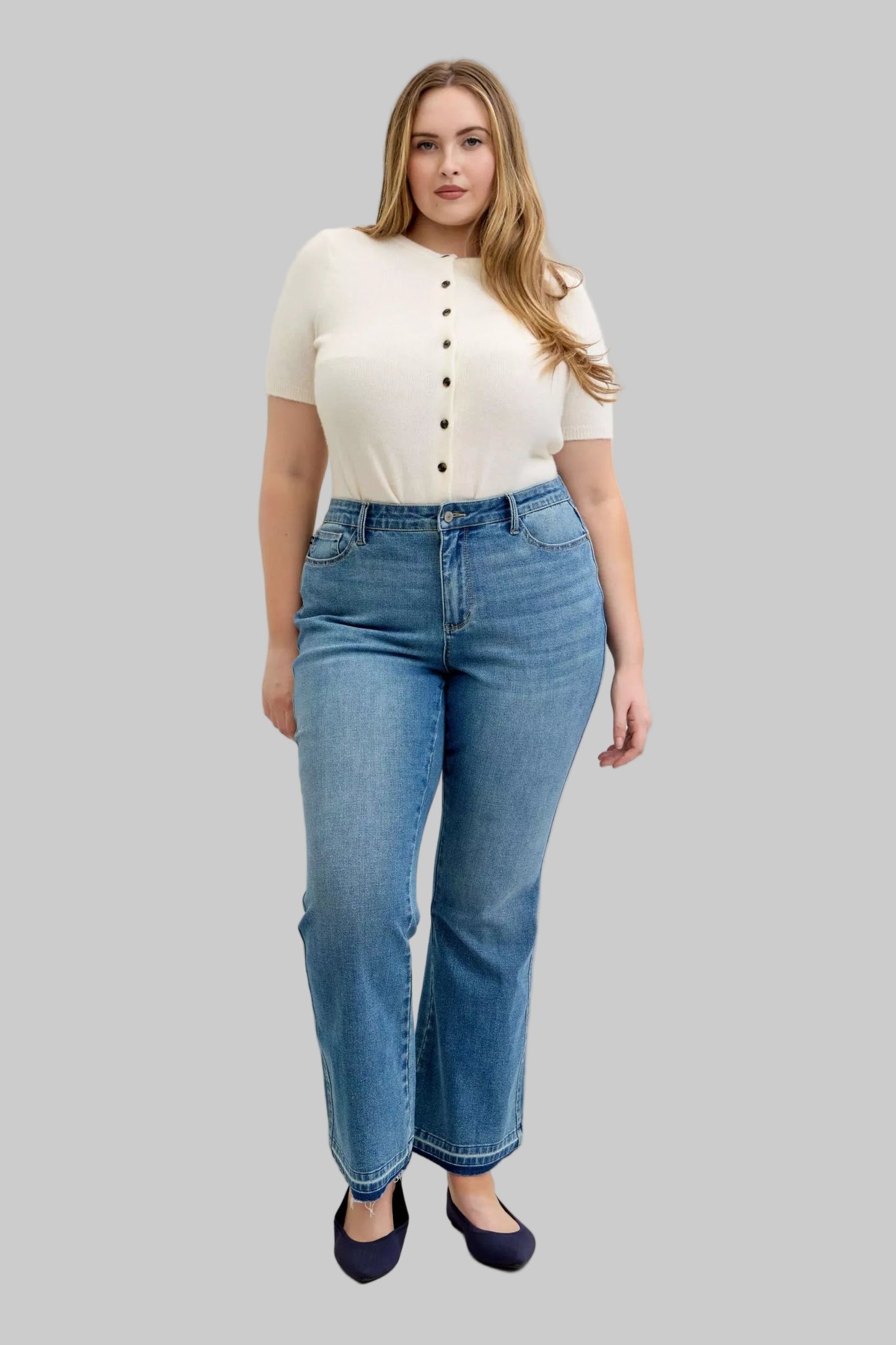 Vicki Mid Rise Slim Bootcut Tummy Control Jeans