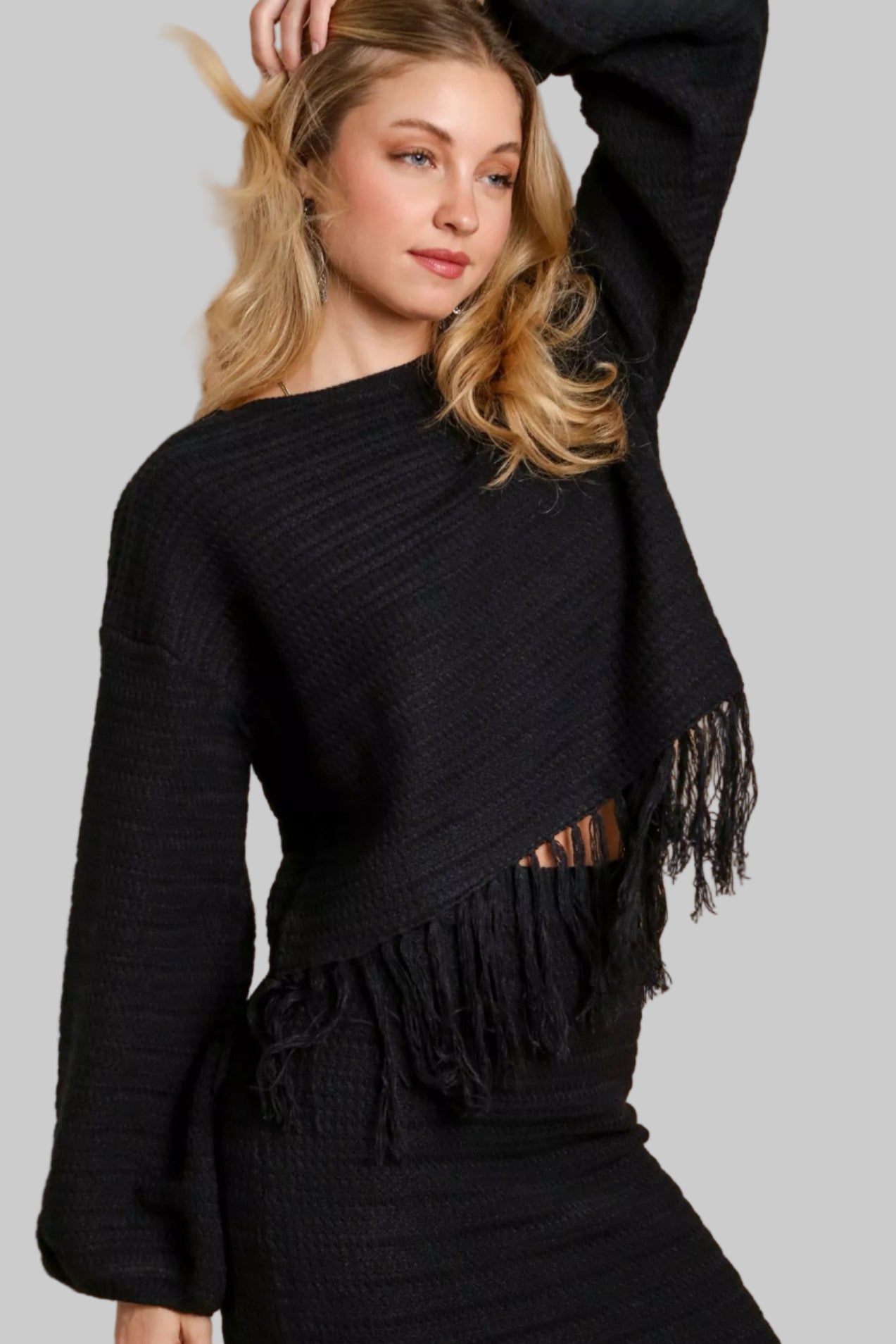 Victoria Western Crochet Knit Crop Top with Frey Hem