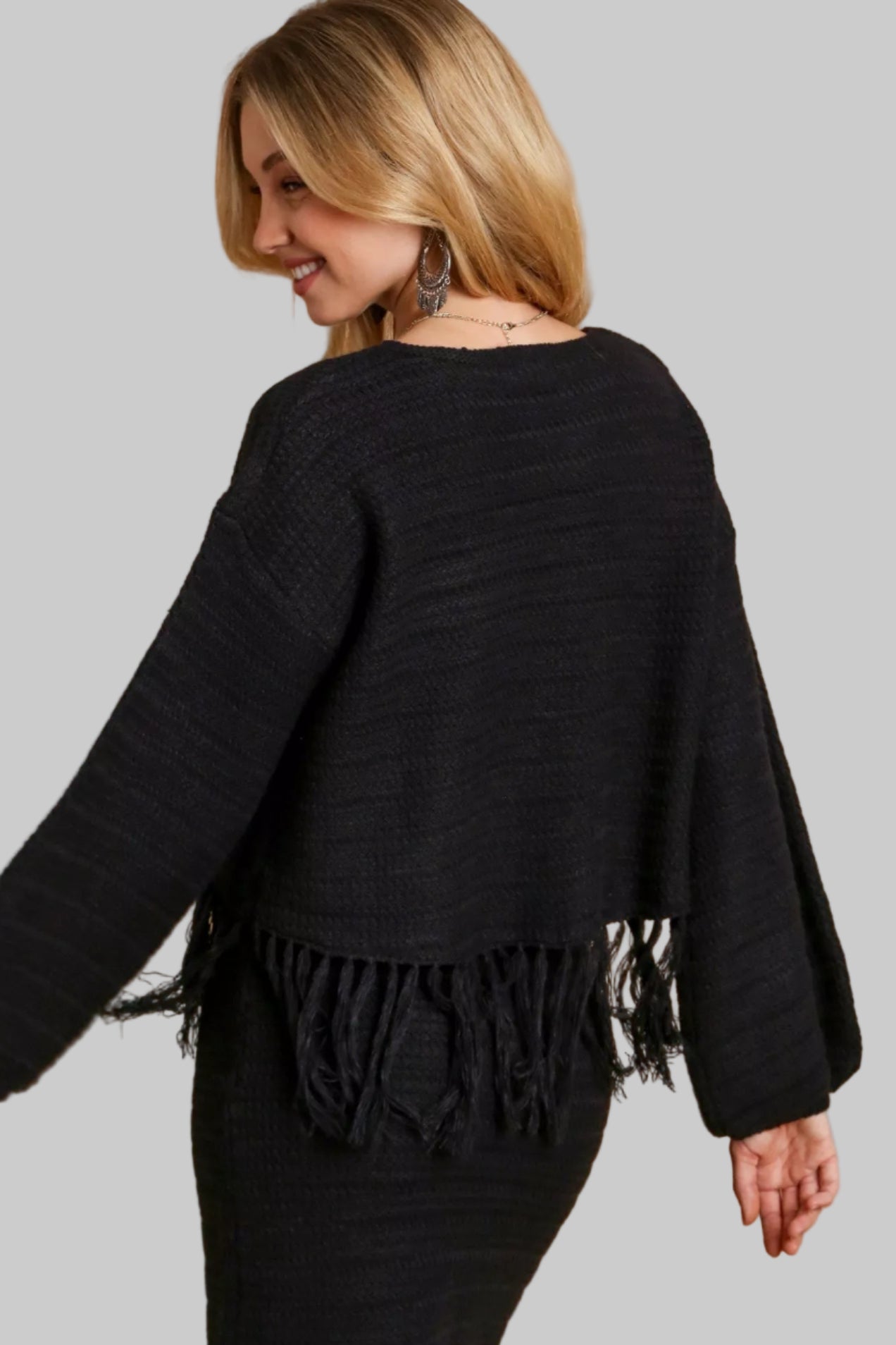 Victoria Western Crochet Knit Crop Top with Frey Hem