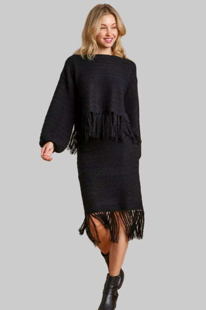 Victoria Western Crochet Knit Crop Top with Frey Hem