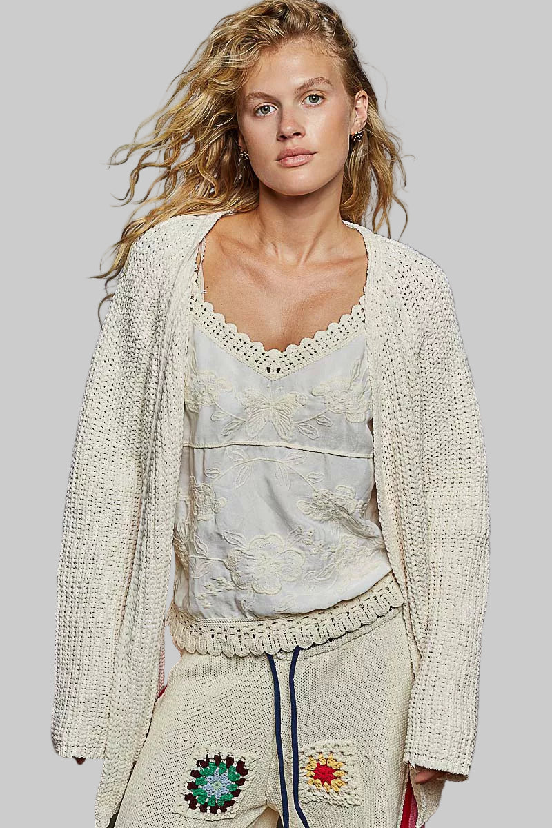Vivian Bohemian Knit Cardigan with Front Pocket