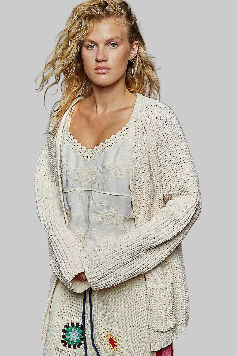 Vivian Bohemian Knit Cardigan with Front Pocket
