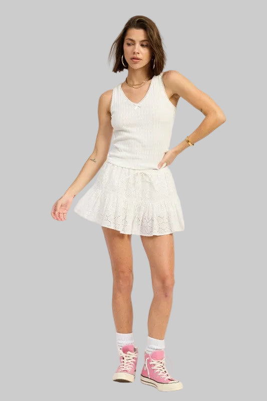 Vivienne Eyelet Boho Sleeveless V-Neck Tank Top