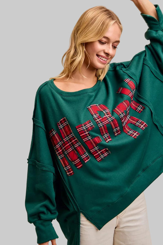 Willow Christmas Plaid Merry Fleece Sweatshirt