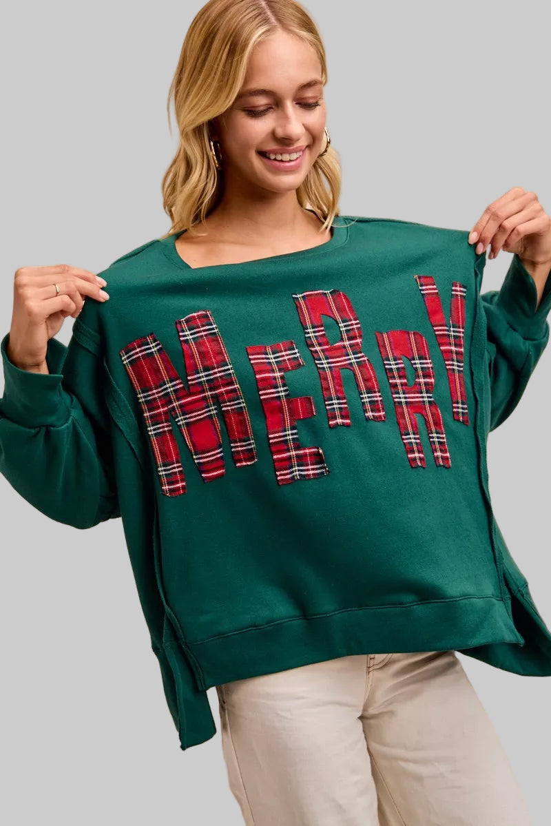Willow Christmas Plaid Merry Fleece Sweatshirt