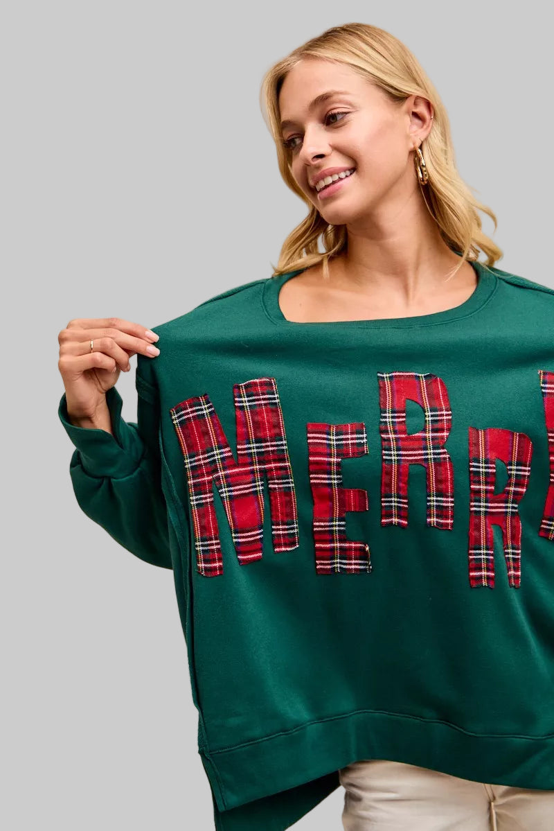 Willow Christmas Plaid Merry Fleece Sweatshirt
