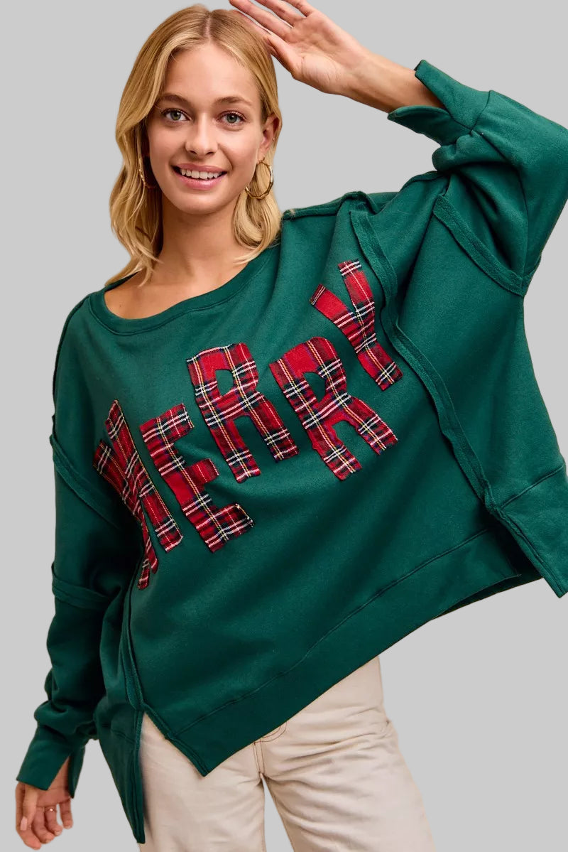 Willow Christmas Plaid Merry Fleece Sweatshirt