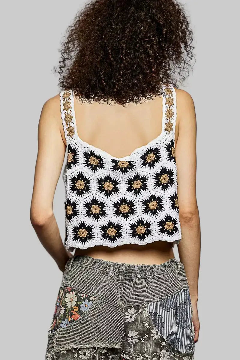 Zoe Boho Crochet Floral Cropped Cami