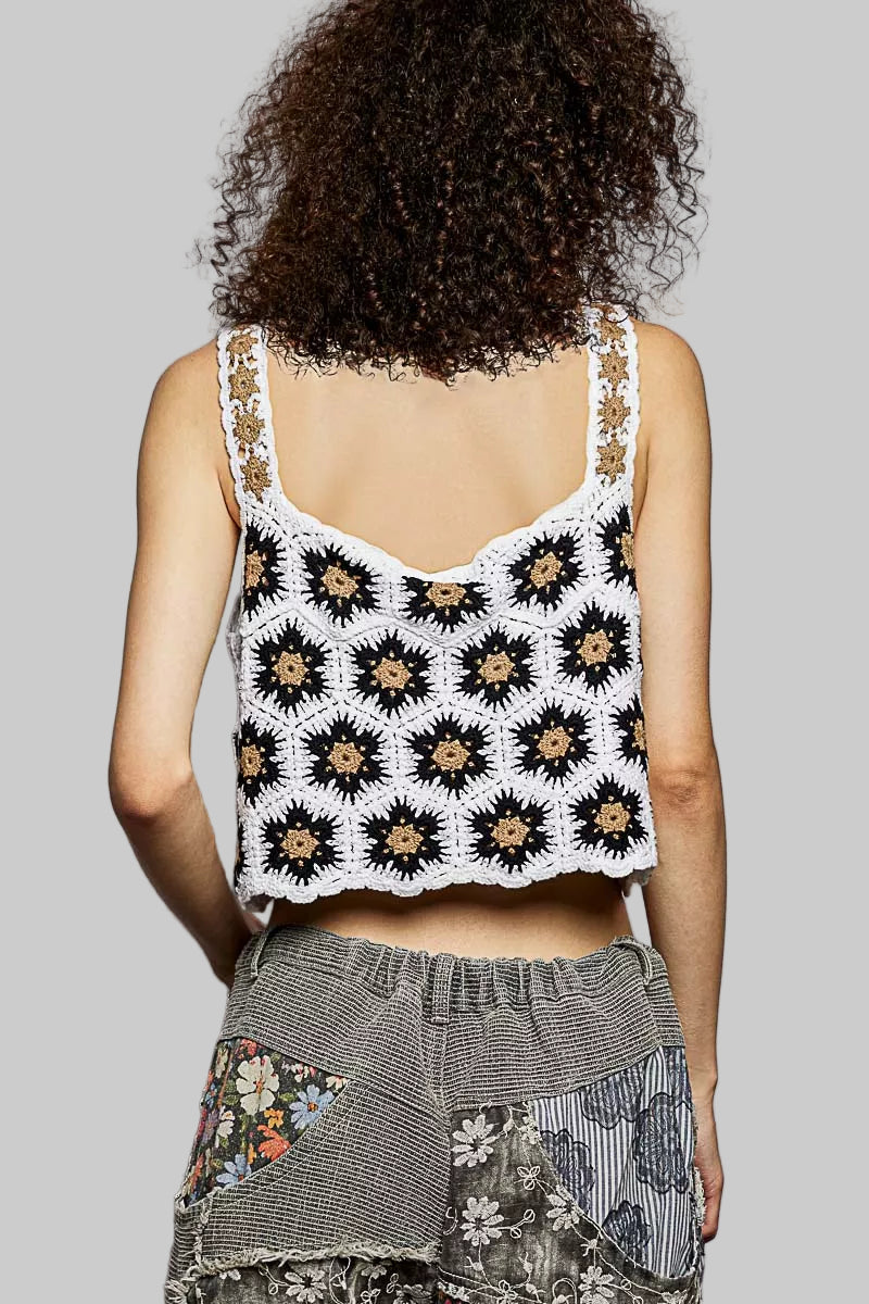 Zoe Boho Crochet Floral Cropped Cami