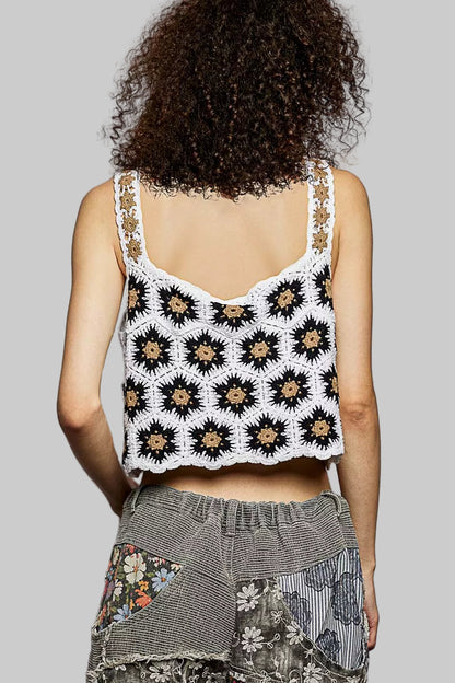 Zoe Boho Crochet Floral Cropped Cami