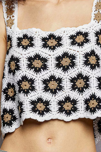 Zoe Boho Crochet Floral Cropped Cami