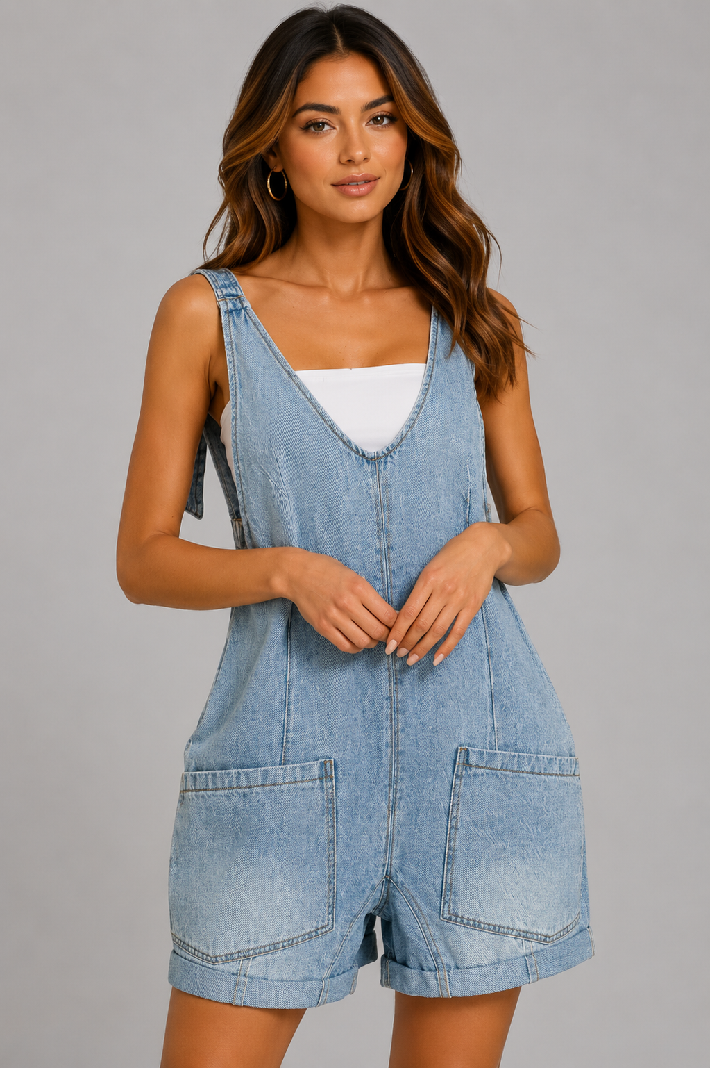 Zoey Denim Short Overalls
