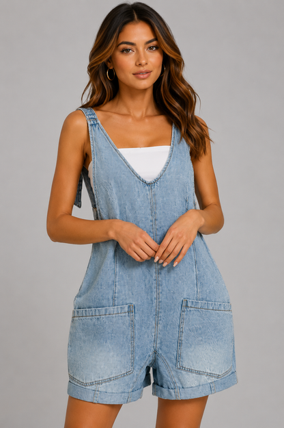 Zoey Denim Short Overalls