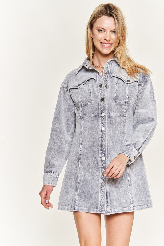 Bohemian Country Western Washed Corduroy Mini Dress