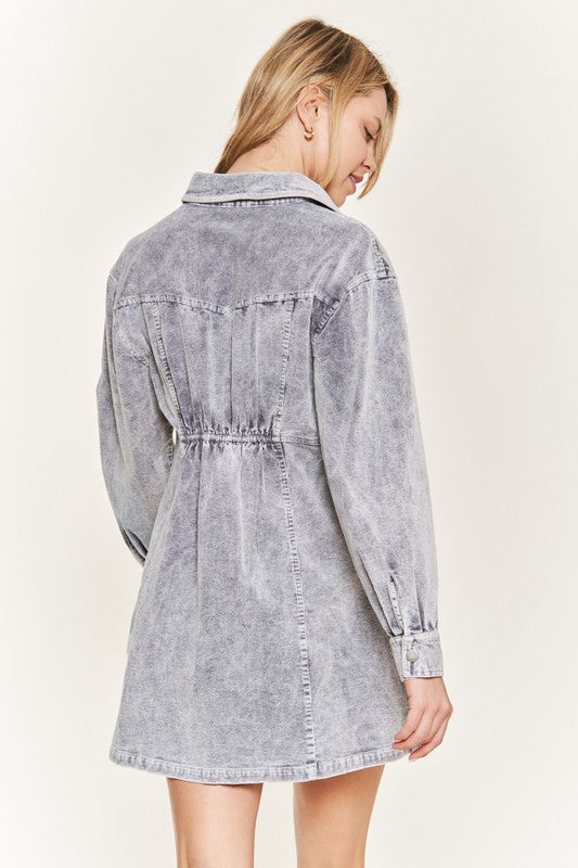 Bohemian Country Western Washed Corduroy Mini Dress