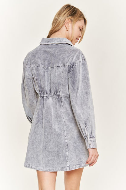 Bohemian Country Western Washed Corduroy Mini Dress